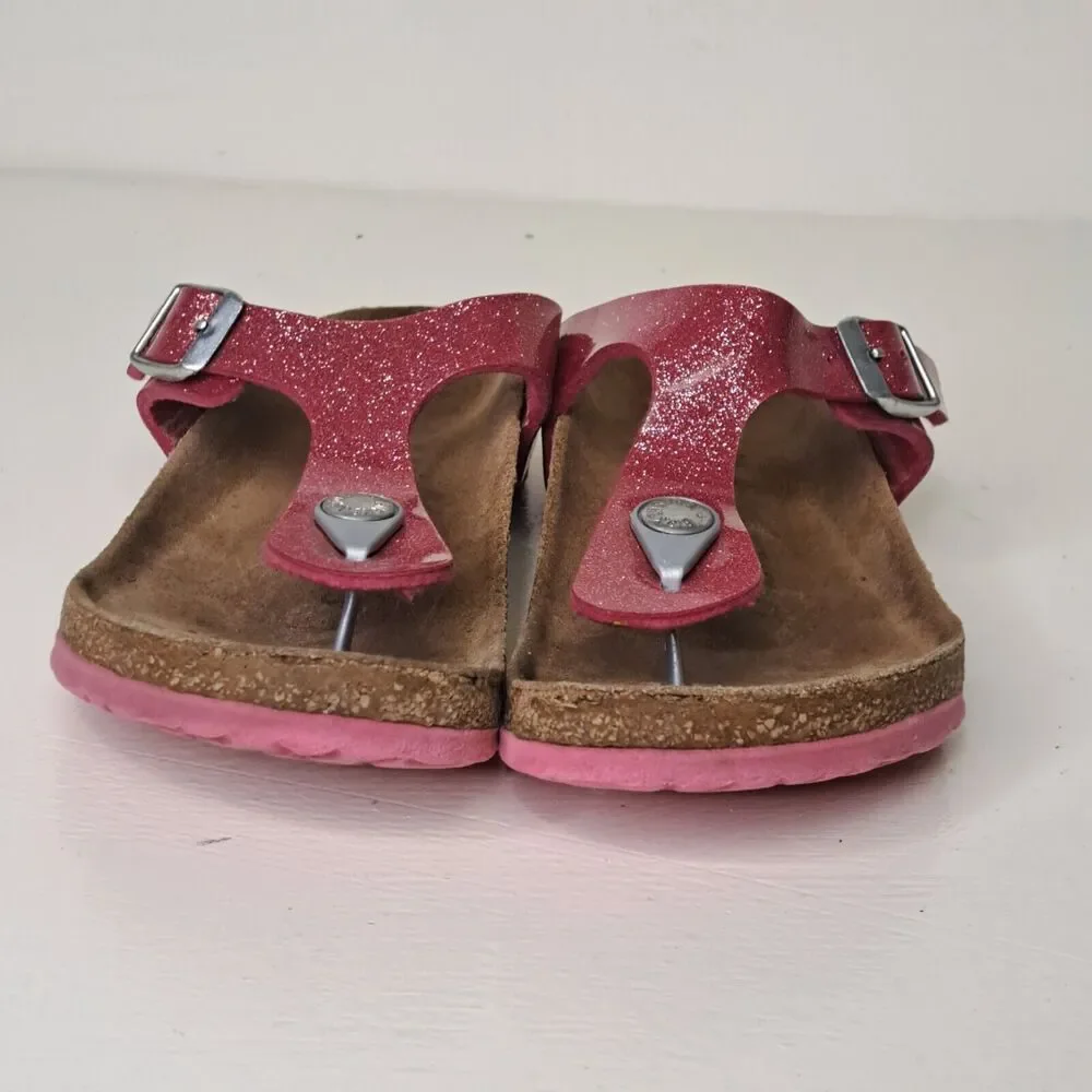 Birkenstock Gizeh Pink Cosmic Glitter Sandals Youth Girls Sz EU 31 13 Narrow